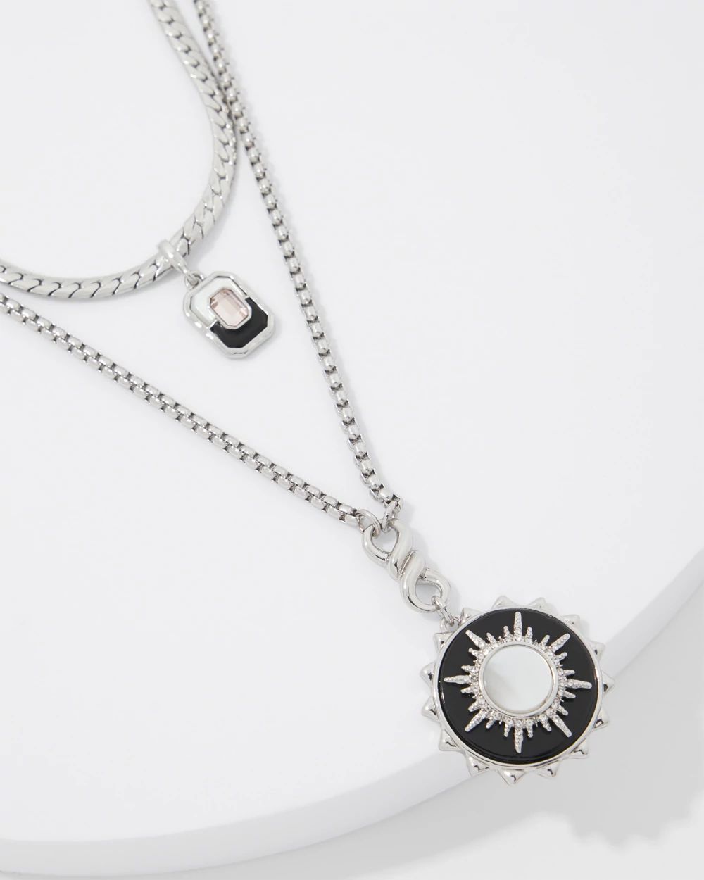 Silver Onyx Charm Necklace | White House Black Market